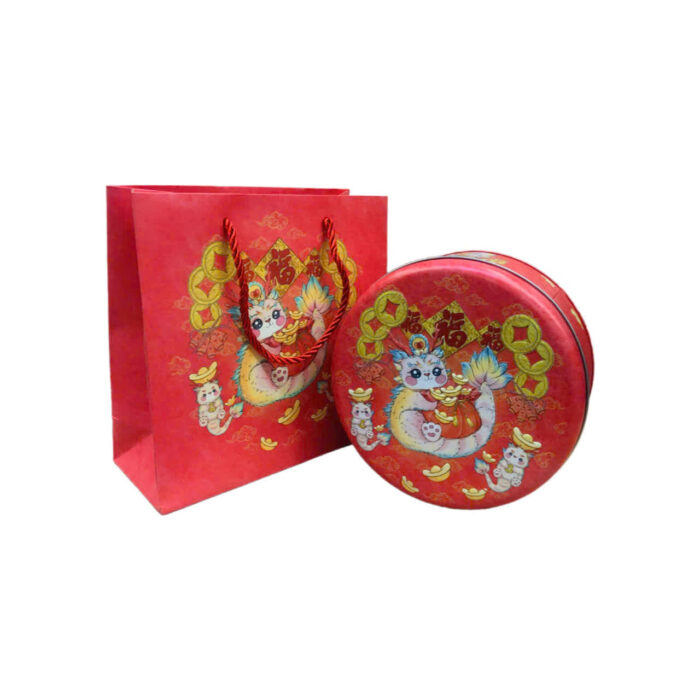 Hộp Thiếc Tròn Kèm Túi (17cm*7.5cm)