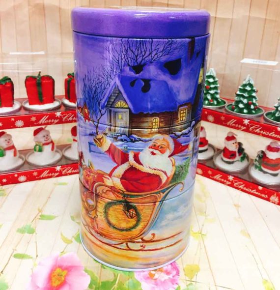 Hộp Thiếc Trụ 3 Ngăn Ông Già Noel