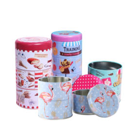 Hộp Thiếc Hình Trụ 3 Ngăn 03148 - Giao 1 Mẫu Họa Tiết Ngẫu Nhiên