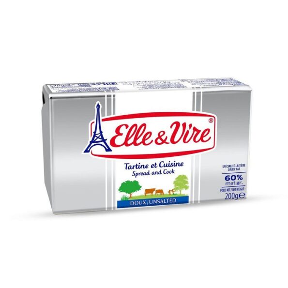 Bơ Lạt Elle – Vire 60% Béo – Bao Bì Trắng (200g)