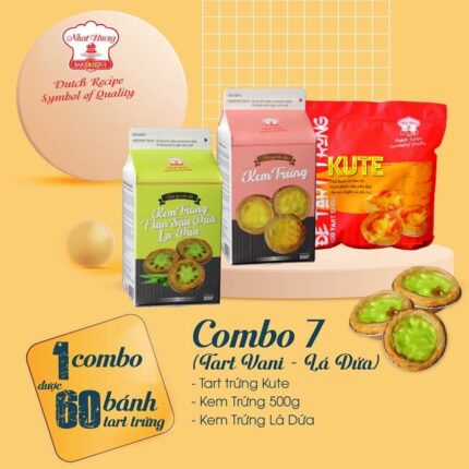 Combo Tart Trứng Kute Và Kem Trứng Vani - Lá Dứa (Combo 7)