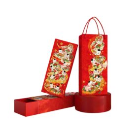 Hộp Giấy Bánh Dứa Hoạt Tiết Đông Hồ Tết 2025