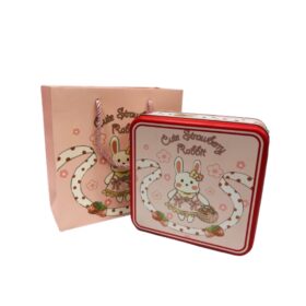 Hộp Thiếc Vuông Thỏ Đỏ (Kèm Túi Giấy)