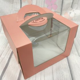 Hộp Đựng Bánh Sinh Nhật Xách Hồng Ô Kính 25cm x 18cm