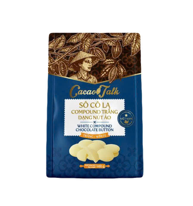nut ao trang 500 Sô Cô La Compound Trắng Dạng Nút Áo Cacao Talk (500 g) - Ảnh 1