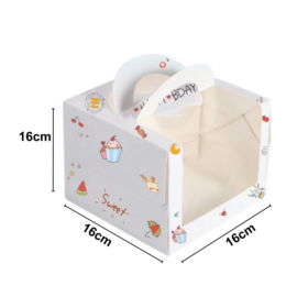 Hộp Đựng Bánh Sinh Nhật Trắng Họa Tiết (16cm)