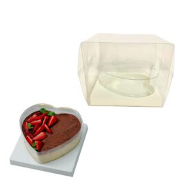 Hộp Mica Vuông Gấp Đế Trái Tim Quai Xách