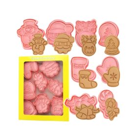 Bộ 8 Khuôn Nhấn Cookies Nhựa Hồng Noel