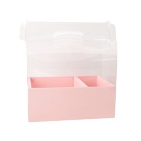 Hộp Mica 2 Ngăn Màu Hồng (Kèm Đế Trắng)