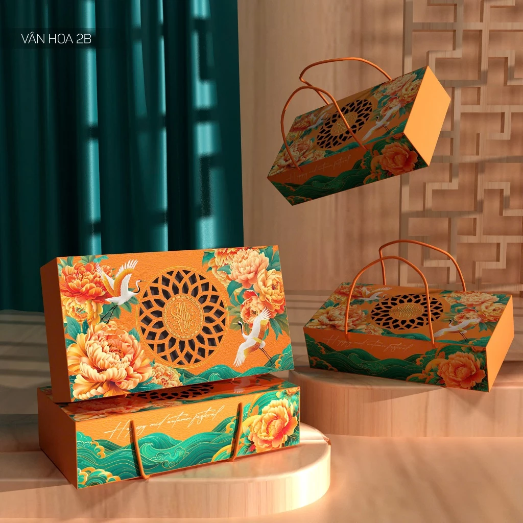 vh2b1 Hộp Trung Thu 2 Bánh Vân Hoa/Ling - Ảnh 1