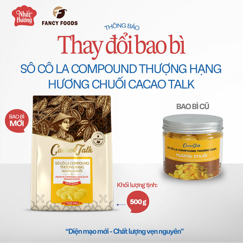 Sô Cô La Compound Thượng Hạng Hương Chuối Cacao Talk (500 g) 1 thong bao doi bao bi scl nut chuoi 500g Sô Cô La Compound Thượng Hạng Hương Chuối Cacao Talk (500 g)