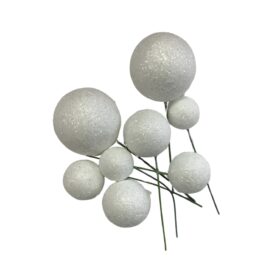 Set 4 Size Quả Châu Trang Trí Màu Nhũ Trắng (40 Quả)