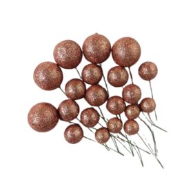 Set 4 Size Quả Châu Trang Trí Màu Nhũ Hồng Đồng (40 Quả)