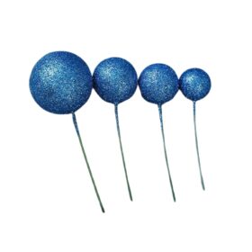 Set 4 Size Quả Châu Trang Trí Màu Nhũ Xanh Dương Đậm (40 Quả)