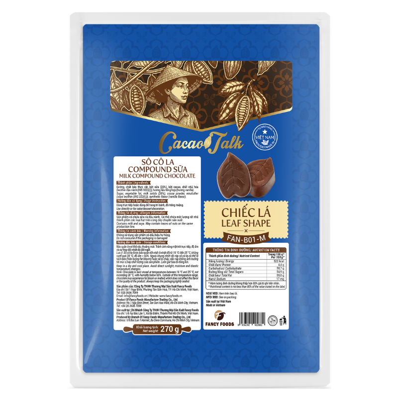 scl-hinh-chiec-la-sua Sô Cô La Compound Sữa Hình Chiếc Lá Fan-B01-M Cacao Talk (270 g) - Ảnh 1