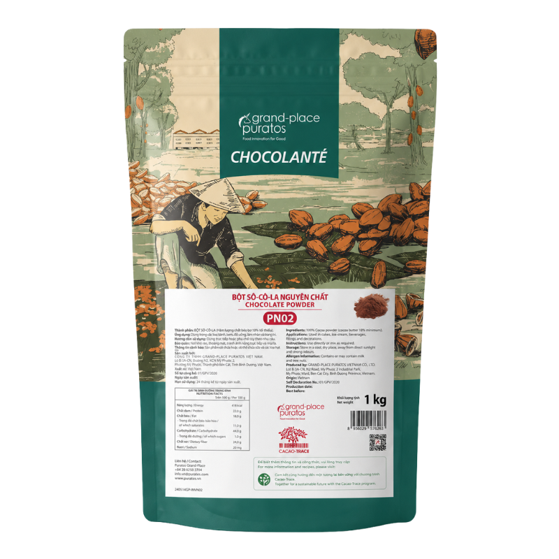 bot-cacao-puratos Bột Chocolante Nguyên Chất GPD-PN02 (1kg) - Ảnh 1